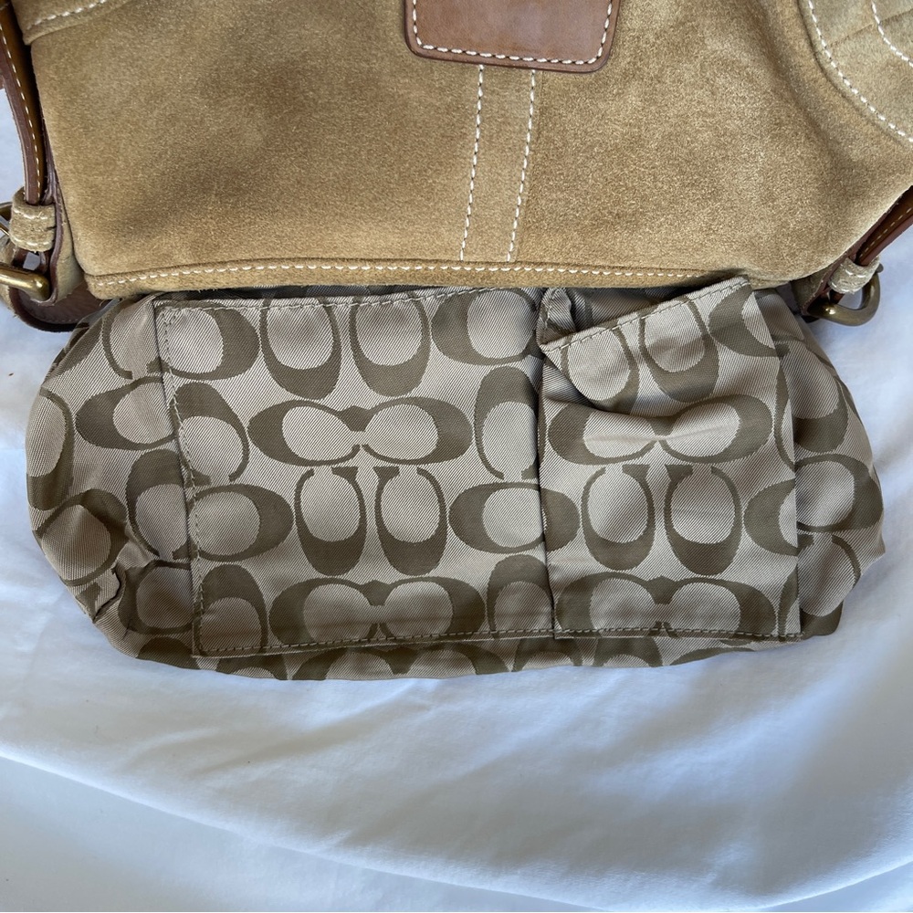 SOLD 🔴 Coach Soho Shoulder bag buckle bag 9692 suede leather tan brown vintage - Picture 11 of 17